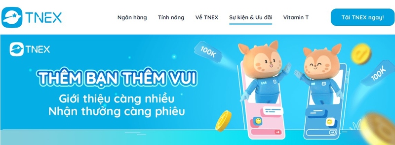 Nhận tiền khuyến mãi từ app TNEX